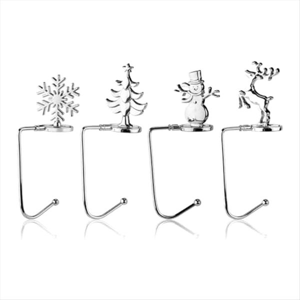 4Pcs Xmas Stocking Holder Xmas Tree Snowflake Deco Stocking Holder