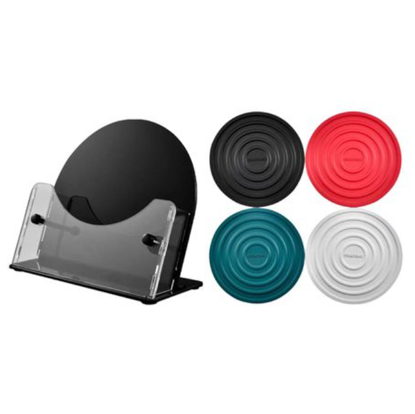 4 Pieces Round Anti-Hot Silicone Trivets Mats with Storage Stand