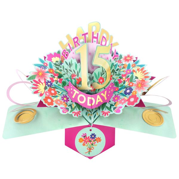 Happy 15th Birthday 3D Pop Up Card - Female