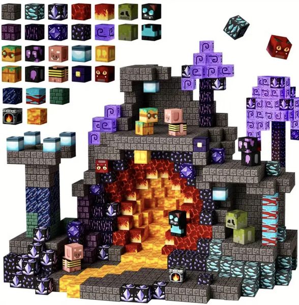DIY Magnetic Building Blocks Dark Cave 100 piece