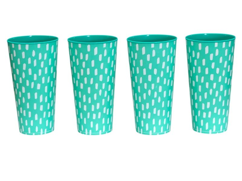 Green Plastic 4 Piece Tumbler Set with Print - 400ml