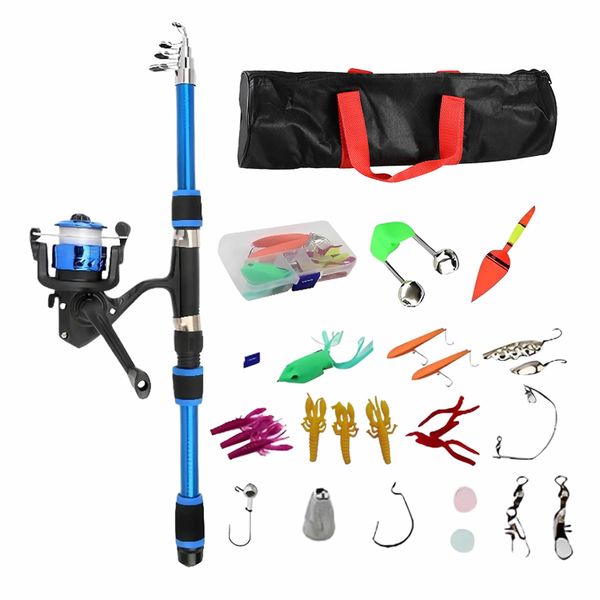 Portable Kids Fishing Set,Fishing Pole Tackle Starter Set with Storage Bag