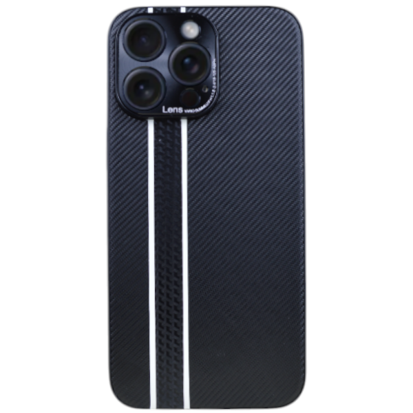 Black With White Striped Phone Case Compatible With iPhone 15 Pro - Black