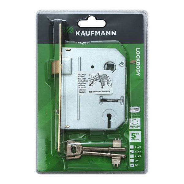 Kaufmann - Lockbody 3 Lever Sabs Brass Plated