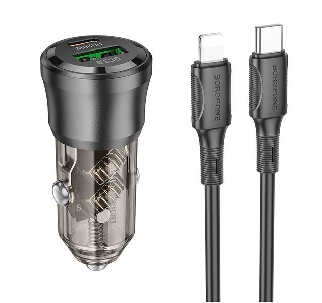 BOROFONE 38W Dul Port Car Charger With Type-C To Lightning Cable