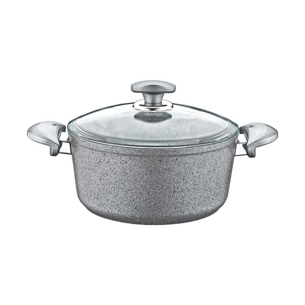 OMS Granite 28CM Deep Casserole Pot - Grey