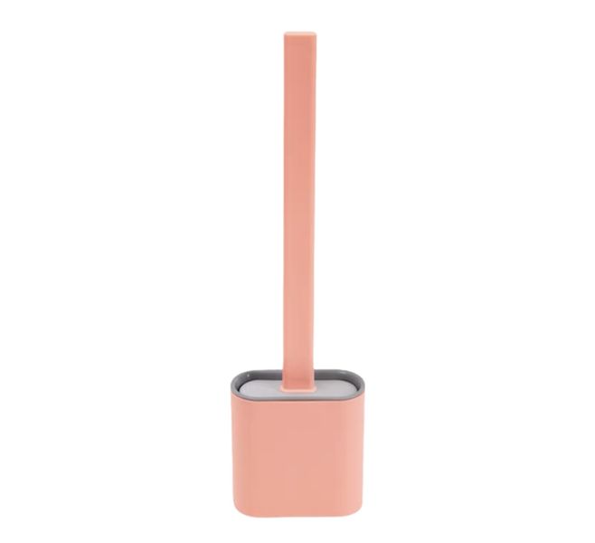 Silicone Toilet Brush with Adhesive Sticker &amp; Stand Bathroom Cleaning Tool