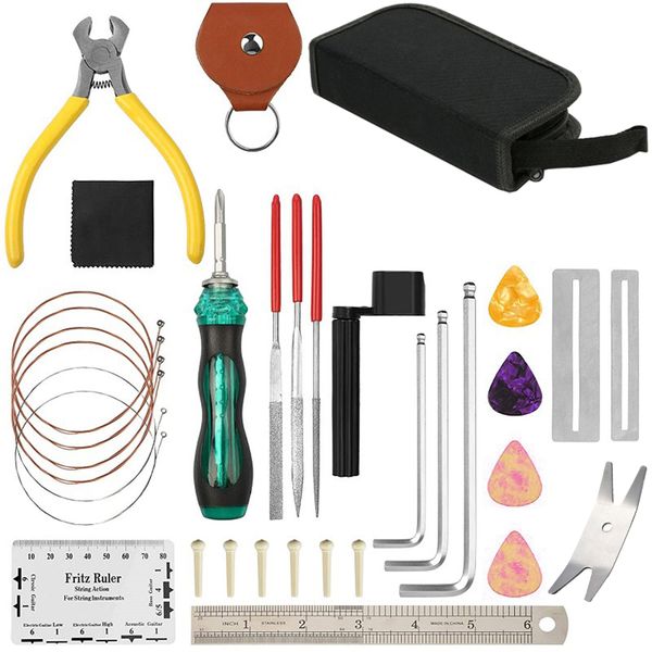 Portable 33-In-1 Guitar Repairing Maintenance Tool Kit for Guitar Ukulele