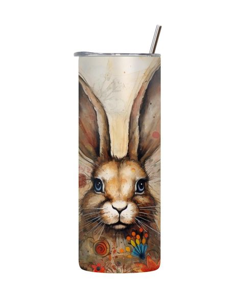 Red Bunny 20 Oz Tumbler with Lid and Straw Easter Graphic Design Present083