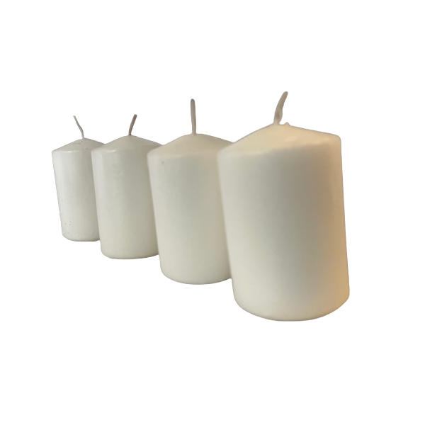 White Mini Pillar Candles - Vanilla (4 Piece) 8cm x 5cm (Pack of 2)