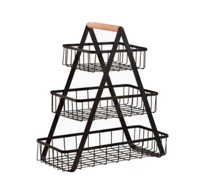 3 Layer Multipurpose Basket- MultiLayer Fruit Basket With Wooden Handle