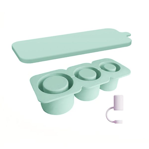 Flexible Silicone Ice Maker with Straw Cap