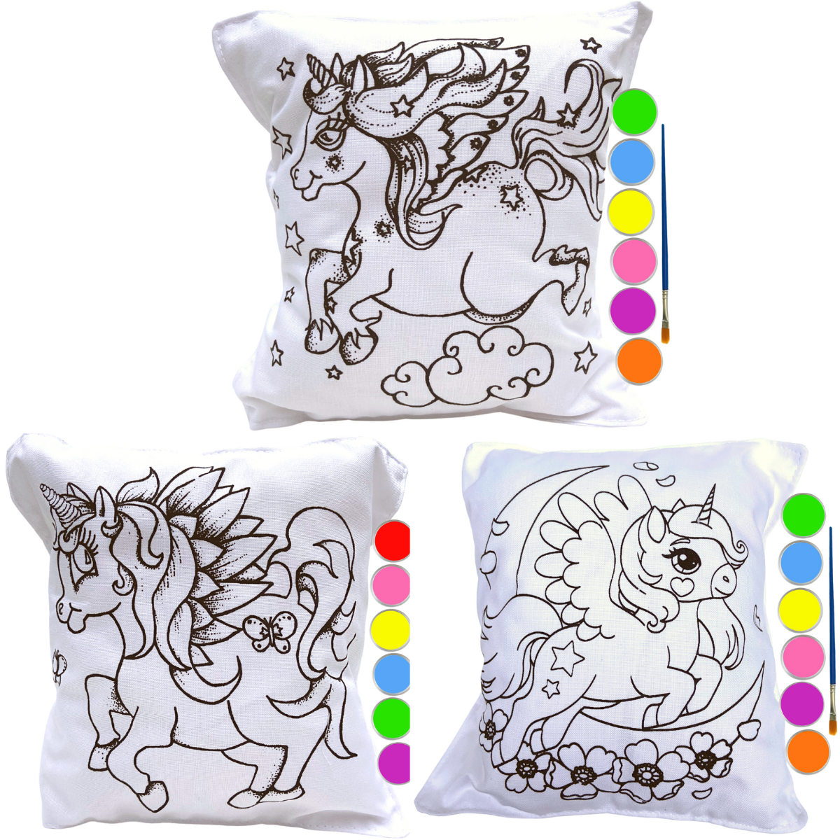 Fabric Painting - Unicorn Friends - Cushion 3 Pack Kids Painting Kit ...