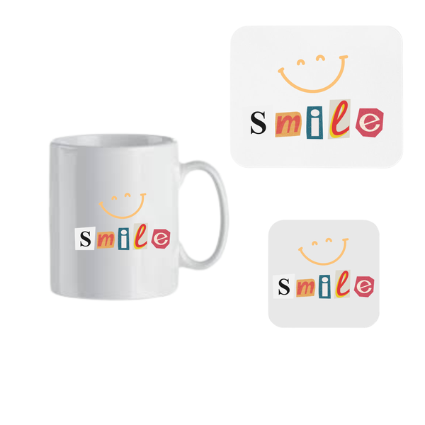 Mug, Coaster and Mouse Pad Combo - Smile