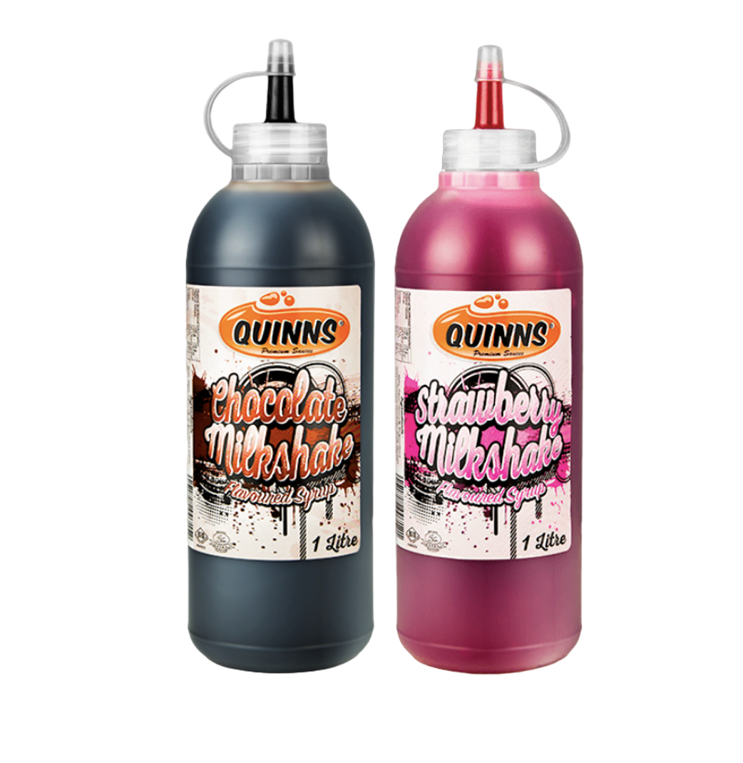 Quinns Strawberry (1L) & Chocolate (1L) Milkshake Flavoured Syrups