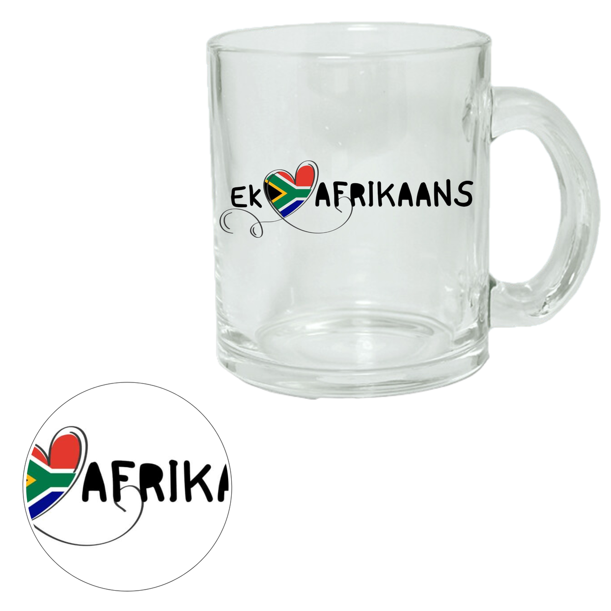 Afrikaans Clear Glass Printed Mug & Coaster Set Shop Today. Get it Tomorrow!