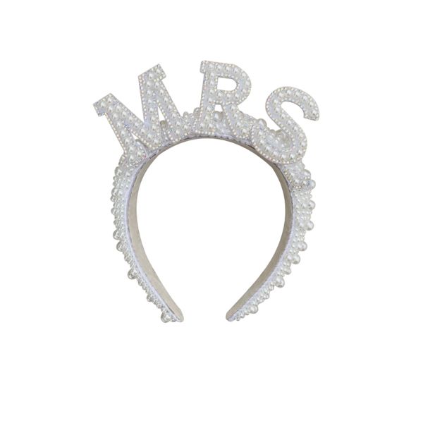 MRS Pearls Wedding Bridal Crown Bachelorette Hen Party Tiara Alice Headband