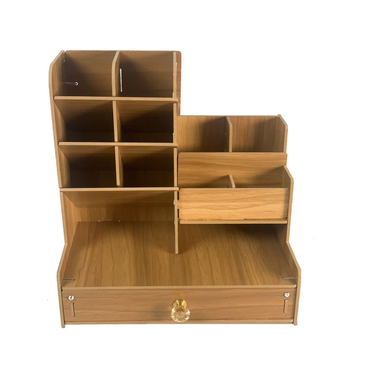 Wooden Desktop Stationery Organizer With 10 Compartment & Storage ...