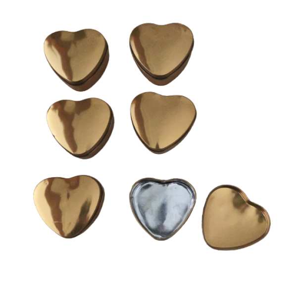 Gold Heart Shaped Metal Tins (Pack of 6)