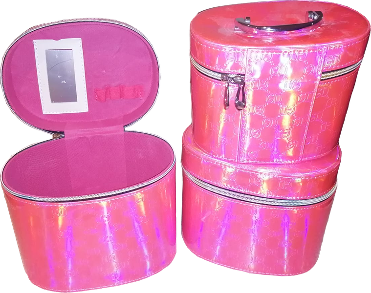 Makeup / Cosmetic Carry Case Set of 3 - Pink