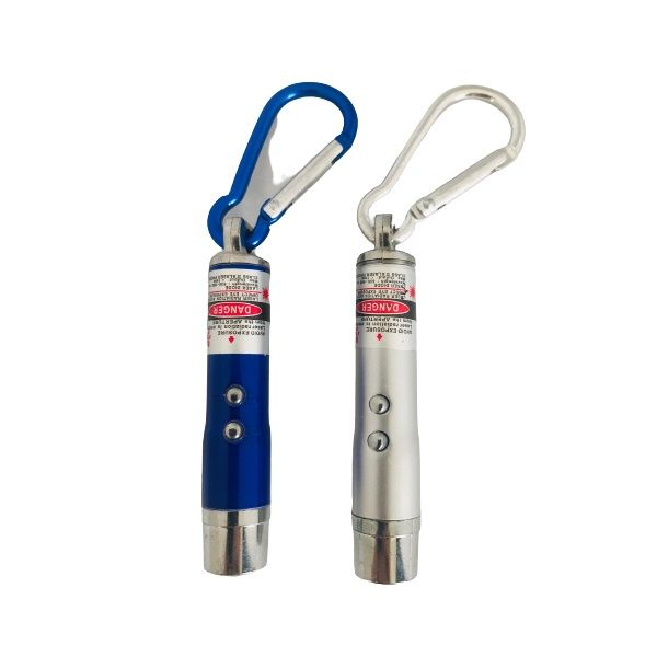3 in 1 Laser Light Pointer Key Chain (Set of 2) Blue &amp; Silver