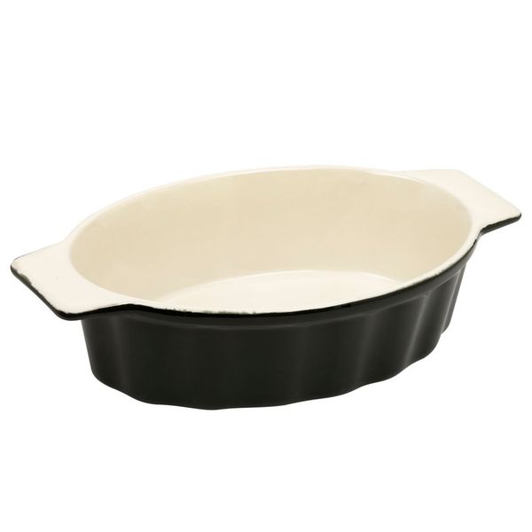 Resto Fornax Ceramic Non-Stick Oval Baking Dish - Black