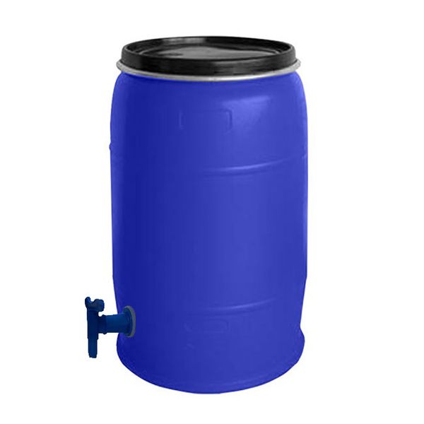 210L Storage Drum - Open Head with Tap- SABS Approved Food Grade - Blue