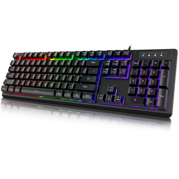 Gaming Keyboard, 104 Keys Wired With RGB Backlit