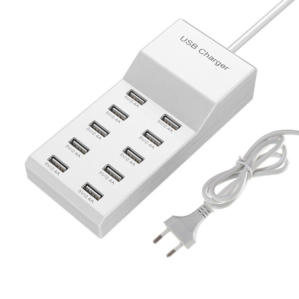 USB 10-Port 50w Charger Desktop Charging Station