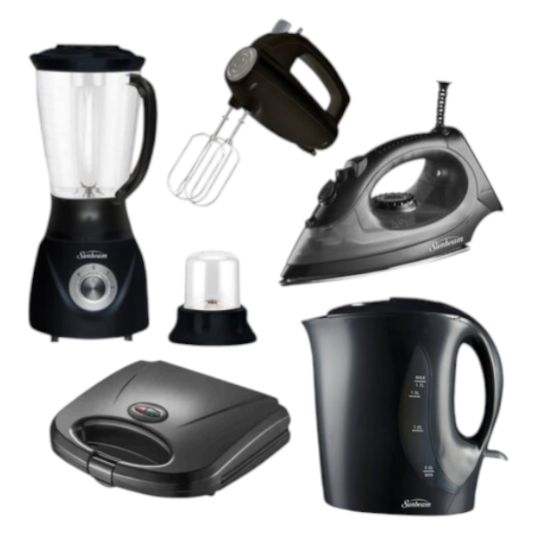 Sunbeam 6 Piece Kitchen Appliance Pack Kettle Blender Sandwich Iron Mixer