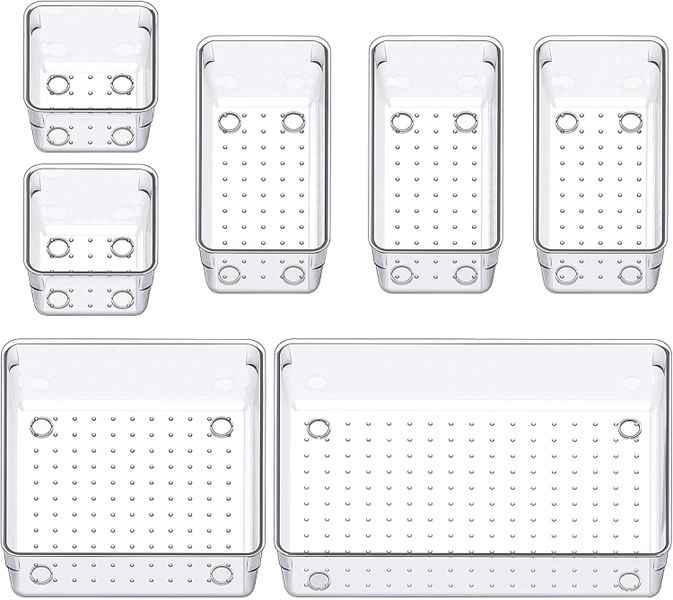 Sulfar 7pcs Drawer Organizer Set Makeup Storage Boxes