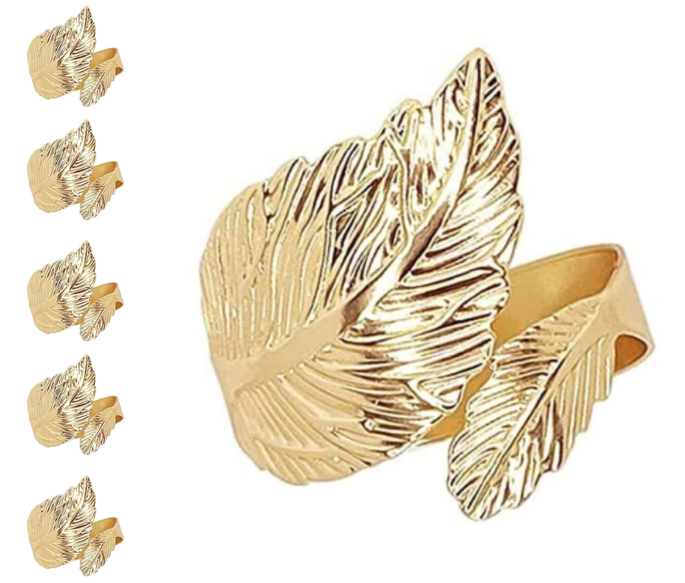 Gold Leaves Napkin Rings Holder 6 Pieces Shop Today. Get it Tomorrow