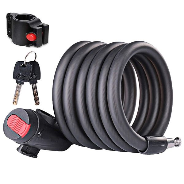 Anti-Theft Spiral Cable Lock Bicycle Lock With Key Padlock 180 Cm