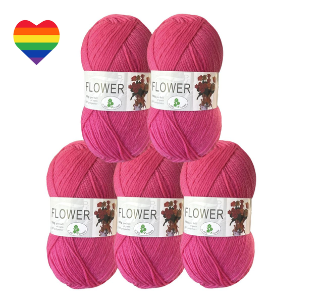 Double Knitting Polyester Yarn 100g With a Rainbow Heart Sticker - 5 pack