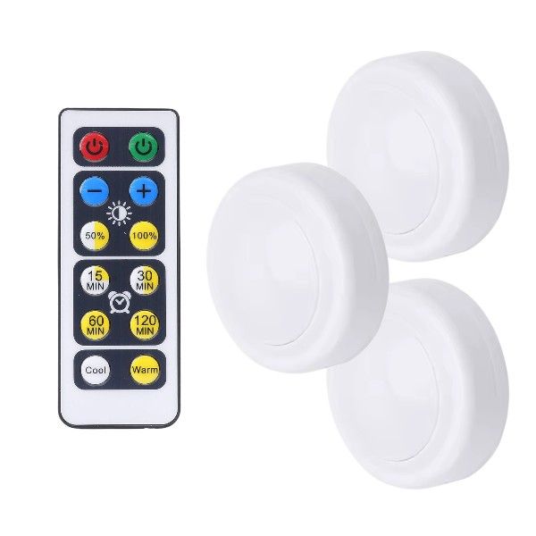3-Piece LED Battery-Powered Cabinet Lights With Remote - White