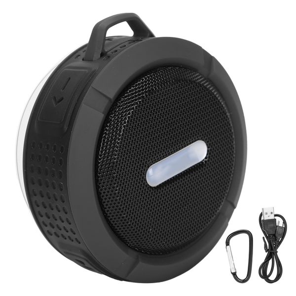 C6 Bluetooth Speaker with Suction Cup Carabiner Waterproof Subwoofer Gray