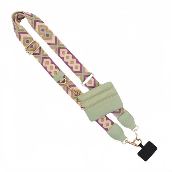 Phone Strap with Wallet Crossbody, with Detachable Zippered Pouch