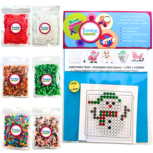 Ironing Beads - 3000 Beads And 1 Sml Peg 1 Card Pack - Christmas Team