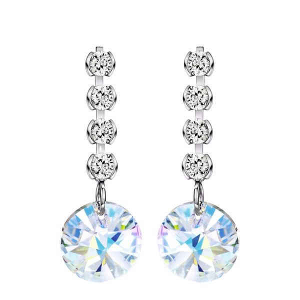 White AB Drop Earrings- Embellished with Austrian Crystals
