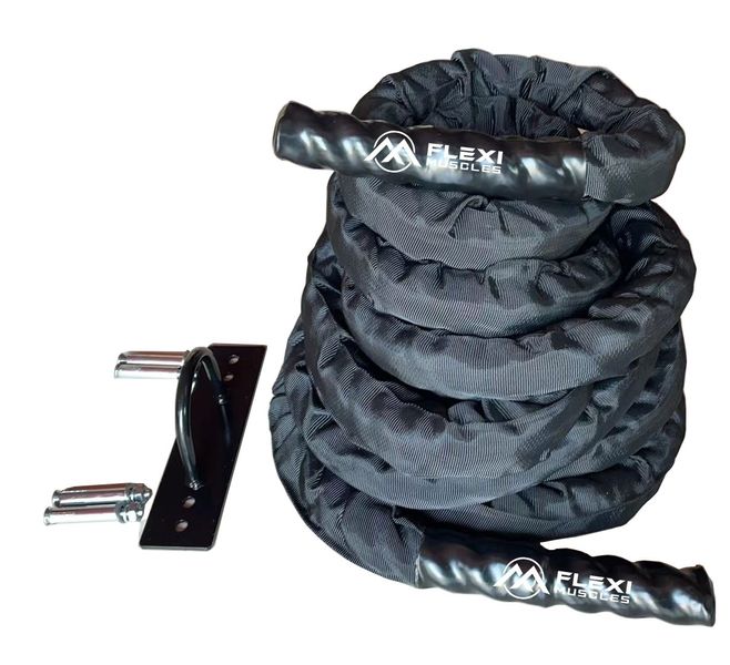 Flexi Muscles - 38mm Thick Battle Ropes for Exercise Workout with Anchor.