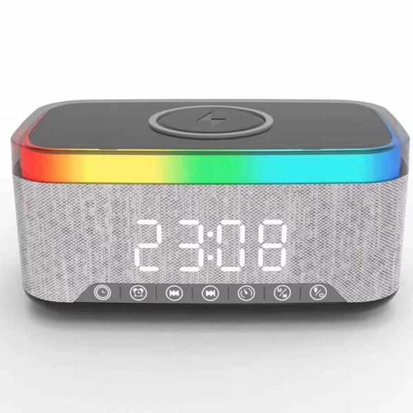 Bluetooth Speaker Alarm Clock with 10w Fast Wireless Charger