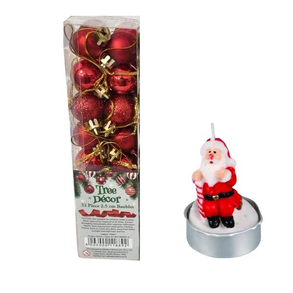 Set of 32 Christmas Tree Baubles - 2.5cm Plastic Ornaments in Matt