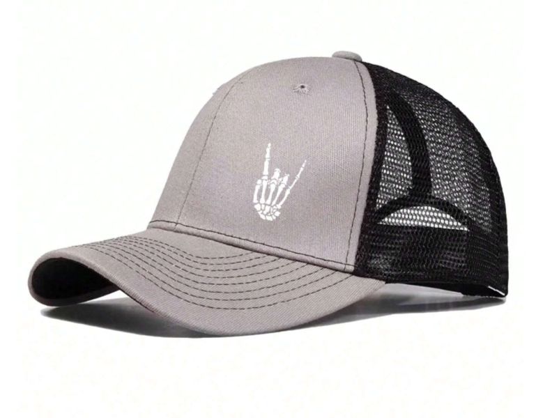 Skeleton Hand Logo Printed Mens Trucker Cap