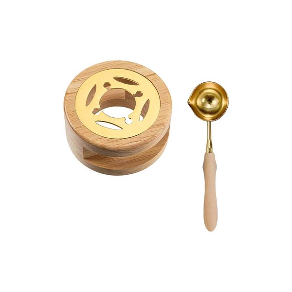 Trocraft Wax Sealing Tool Kit, Wax Melting Wooden Furnace &amp; Spoon 2pc