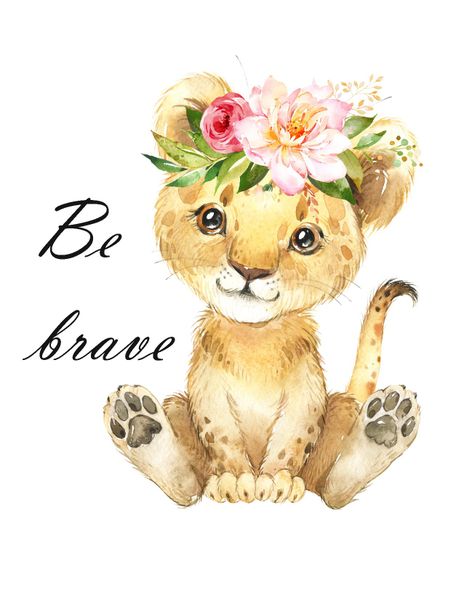 Little Leila - Lion with Florals - A3