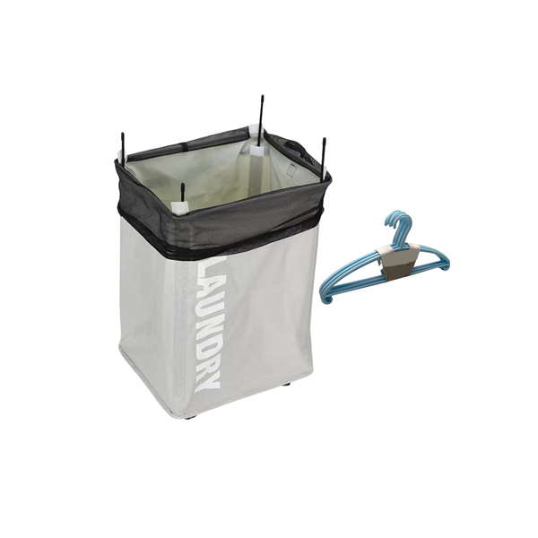 42x53x34cm Foldable Laundry Basket With Wheels With 6 Plastic Hangers