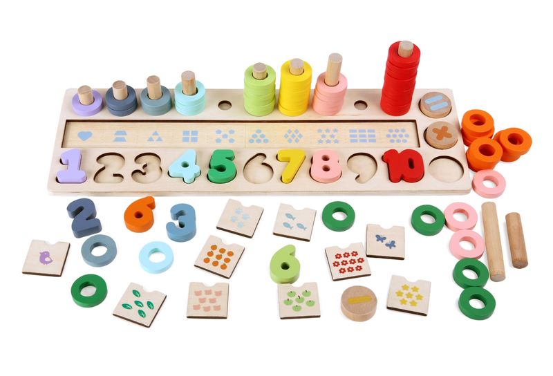 Edufun Wooden Stack &amp; Count Learning Set Educational Toy For Kids Age 2 Year+
