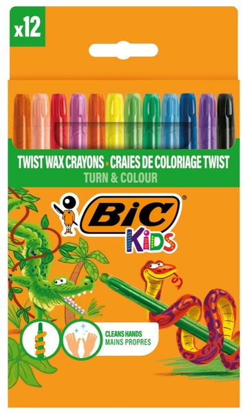 BIC Kids Turn &amp; Colour 12 Wax Crayons - Twist Up and Draw