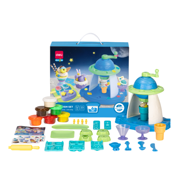 DELI Playful Ice Cream Machine Soft Dough Set, 6 Colors Asst