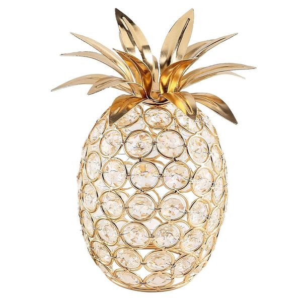 Home Decor Delicate 3D Golden Crystallised Pineapple Ornament (17cm)